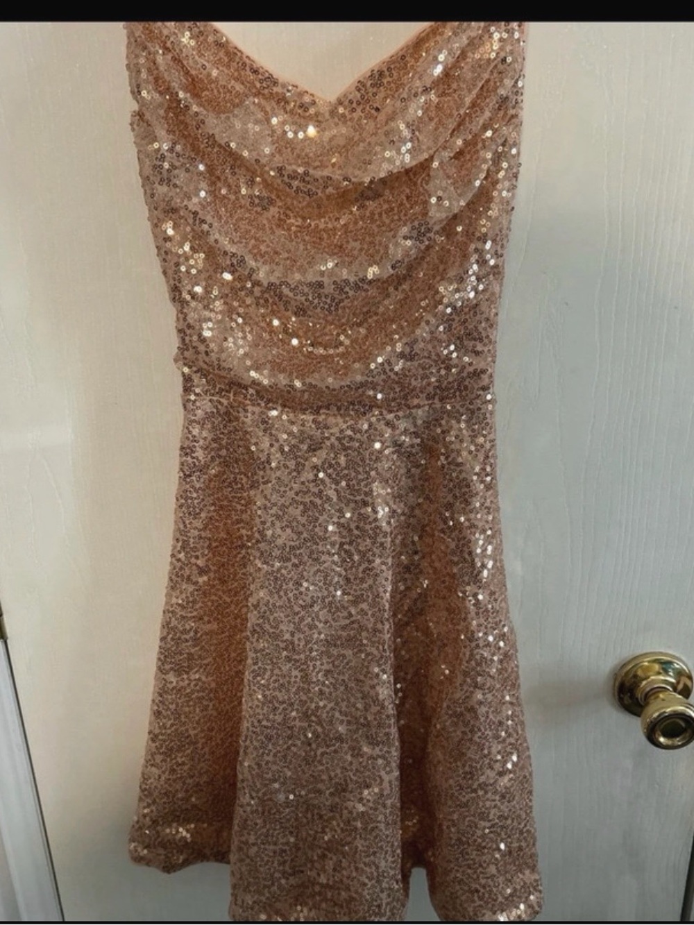 SHEIN Rose Gold Sequin Spaghetti strap Cowl Dress